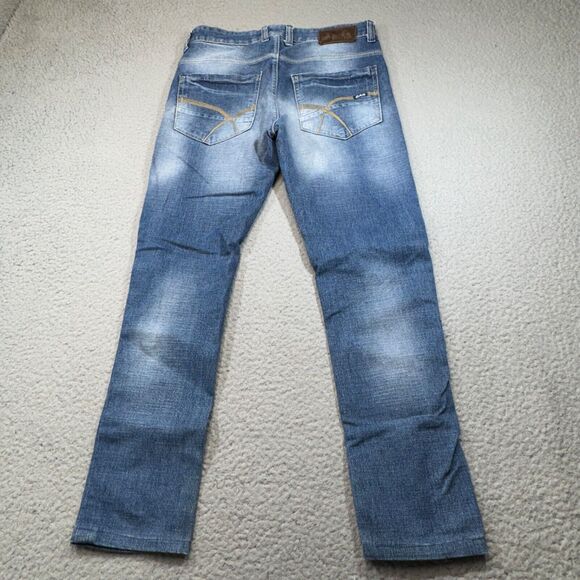 Gas Jeans Men 31x27 Blue Slim Faded Atelier Italian Design 1984 Whiskers Zip Fly - Picture 2 of 16